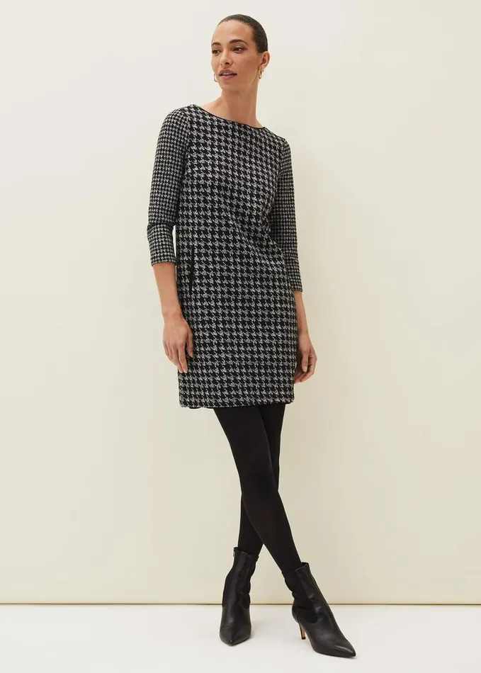 Phase Eight Lenia Check Shift Dress Blackgrey Women Dresses