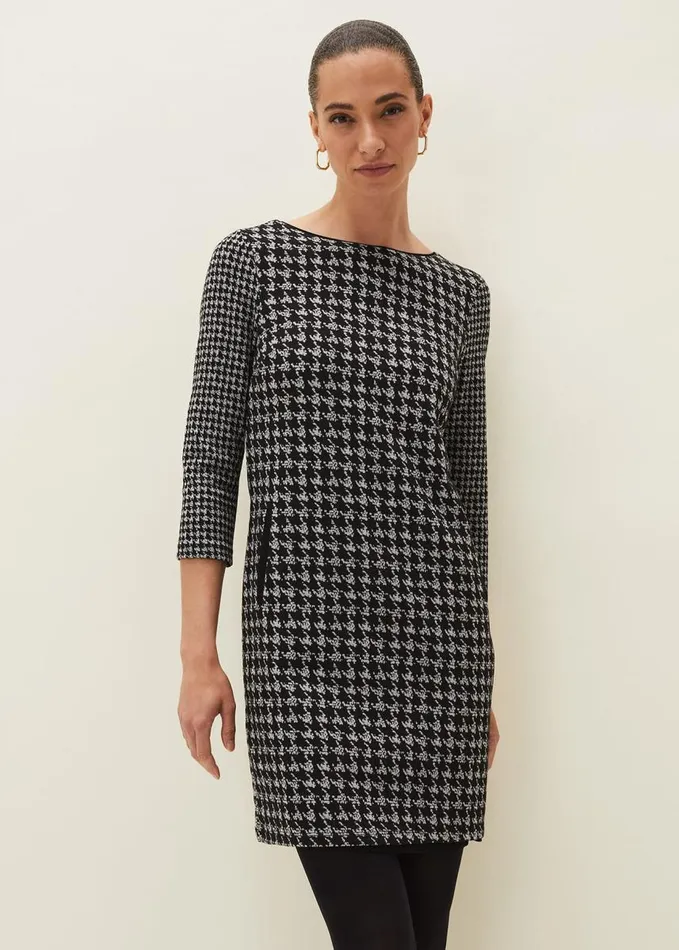 Phase Eight Lenia Check Shift Dress Blackgrey Women Dresses