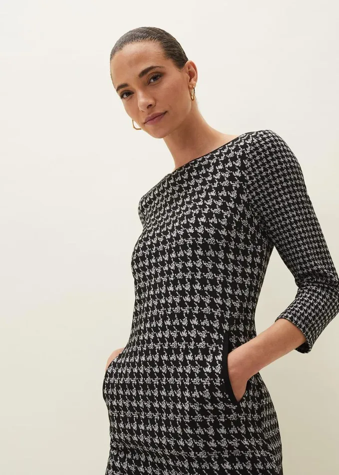 Phase Eight Lenia Check Shift Dress Blackgrey Women Dresses
