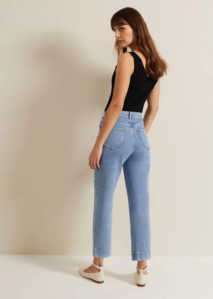 Phase Eight Lexi Mid Wash Crop Straight Jean Mid Wash Women Trousers