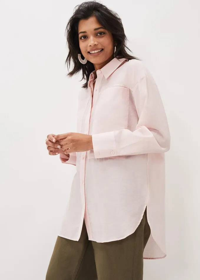 Phase Eight Lexie Longline Shirt Soft Pink Women Shirts and Blouses