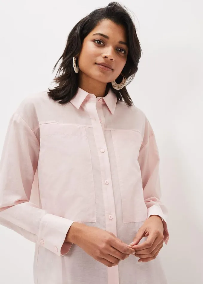 Phase Eight Lexie Longline Shirt Soft Pink Women Shirts and Blouses