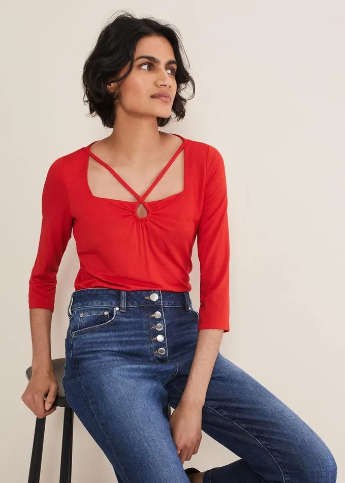 Phase Eight Leyla CutOut Top Red Women Tops and TShirts