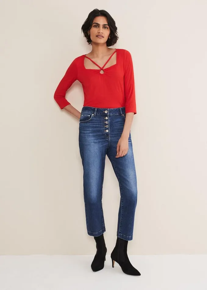 Phase Eight Leyla CutOut Top Red Women Tops and TShirts