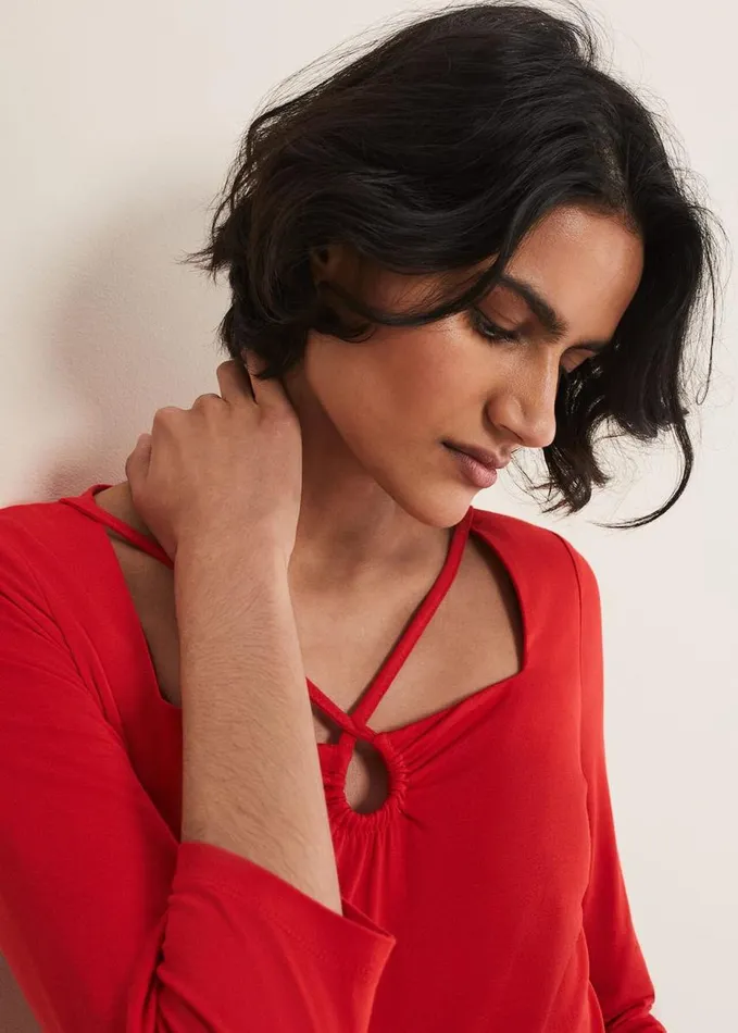 Phase Eight Leyla CutOut Top Red Women Tops and TShirts