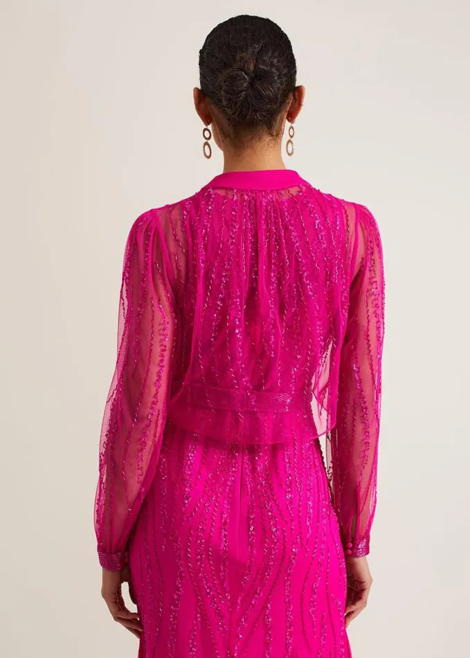 Phase Eight Lila Beaded Cover Up Fuchsia Women Jackets
