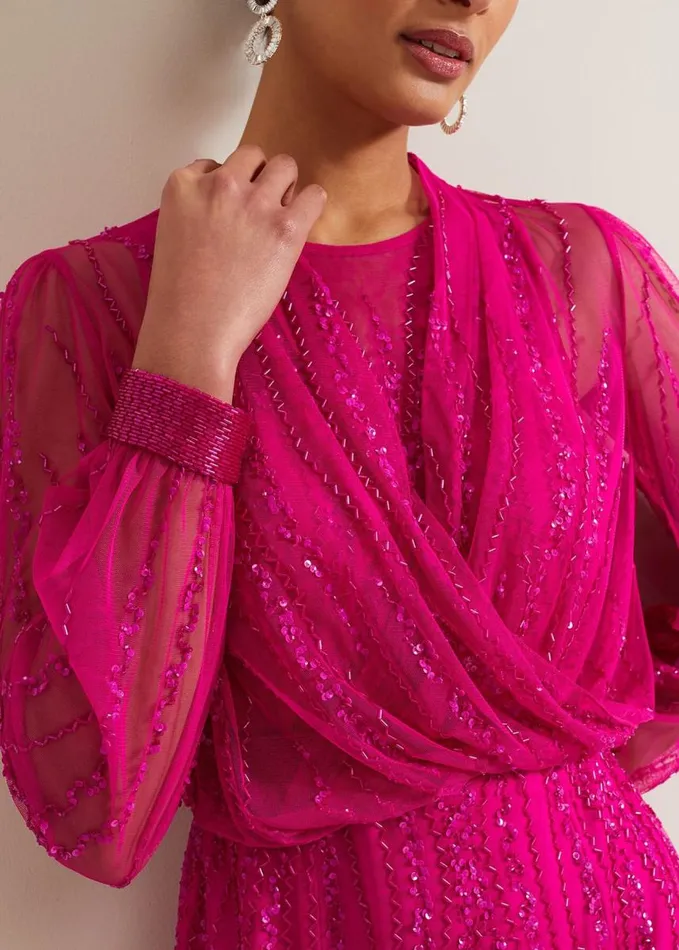 Phase Eight Lila Beaded Cover Up Fuchsia Women Jackets