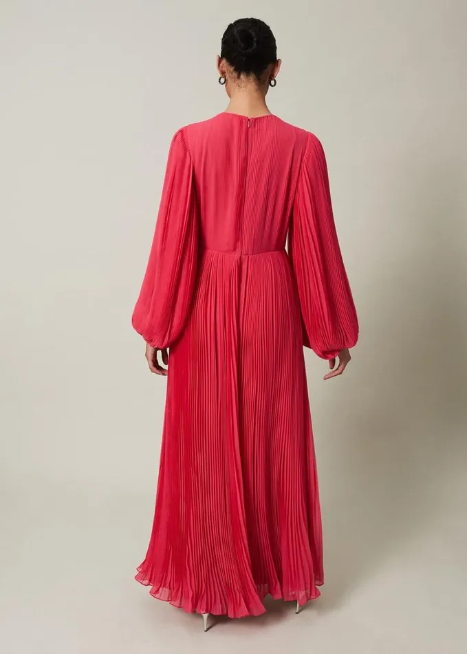 Phase Eight Lillian Pleated Wrap Maxi Dress Pink Women Dresses