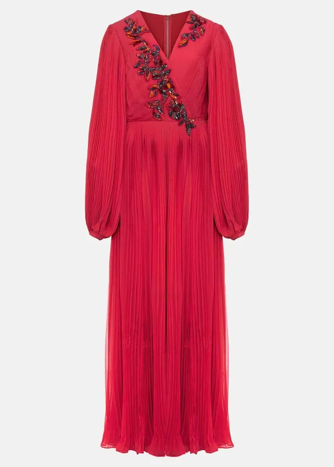 Phase Eight Lillian Pleated Wrap Maxi Dress Pink Women Dresses
