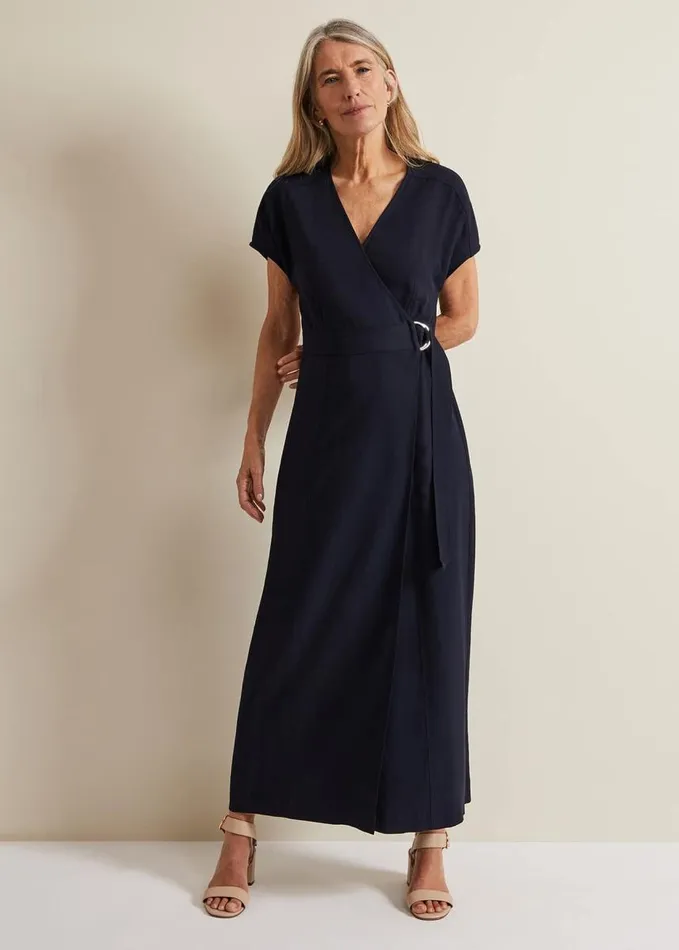 Phase Eight Liv Wrap Midi Dress Navy Women Dresses
