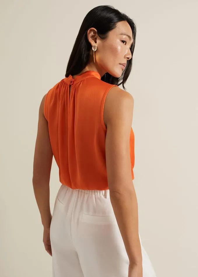 Phase Eight Lizza Orange High Neck Top Orange Women Shirts and Blouses