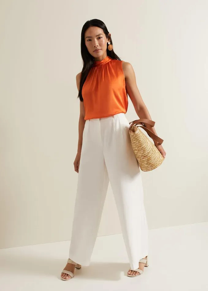 Phase Eight Lizza Orange High Neck Top Orange Women Shirts and Blouses