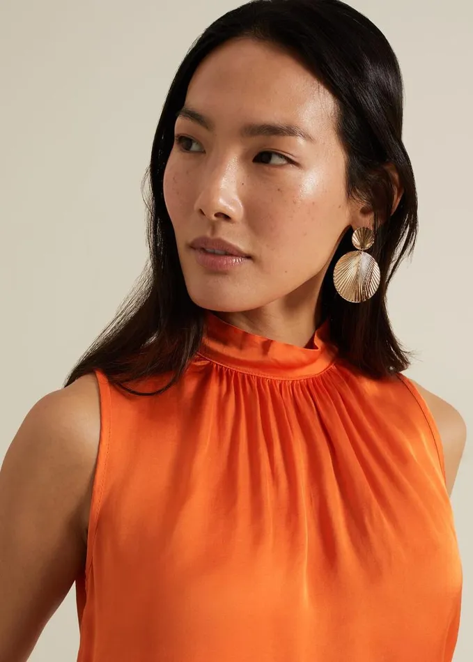 Phase Eight Lizza Orange High Neck Top Orange Women Shirts and Blouses