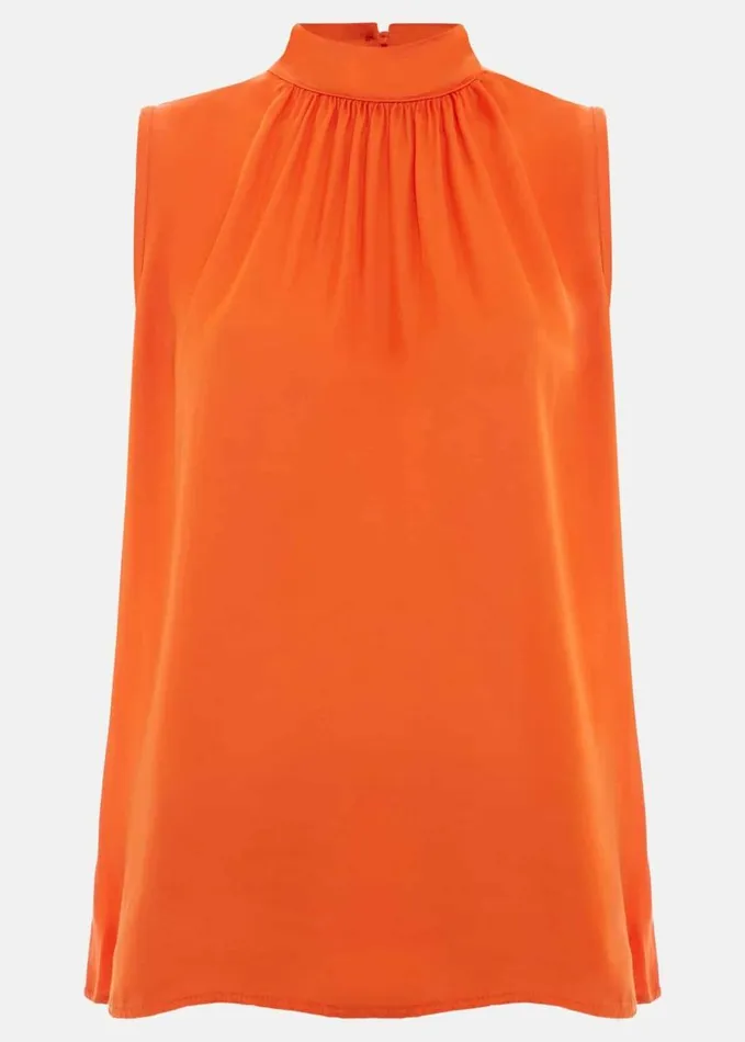 Phase Eight Lizza Orange High Neck Top Orange Women Shirts and Blouses