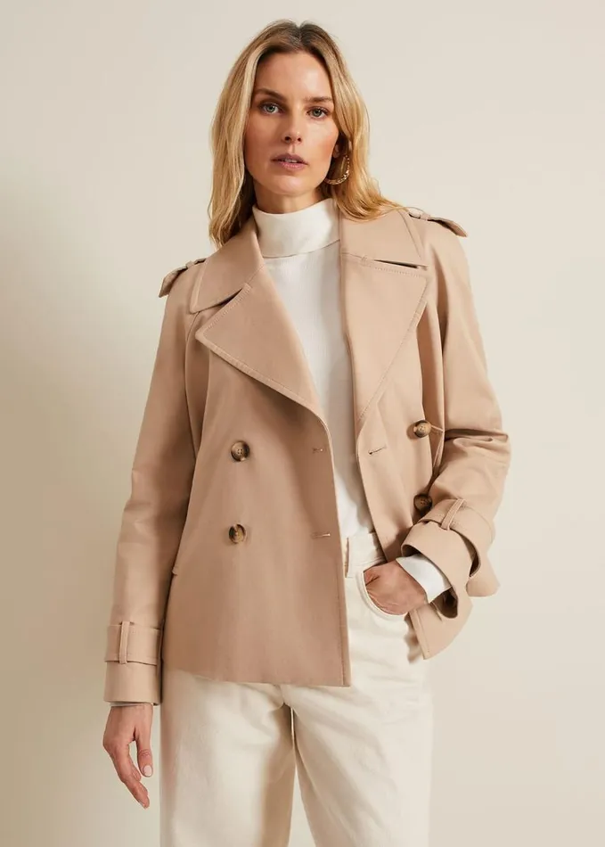 Phase Eight Lola Camel Cropped Trench Jacket Camel Women Jackets