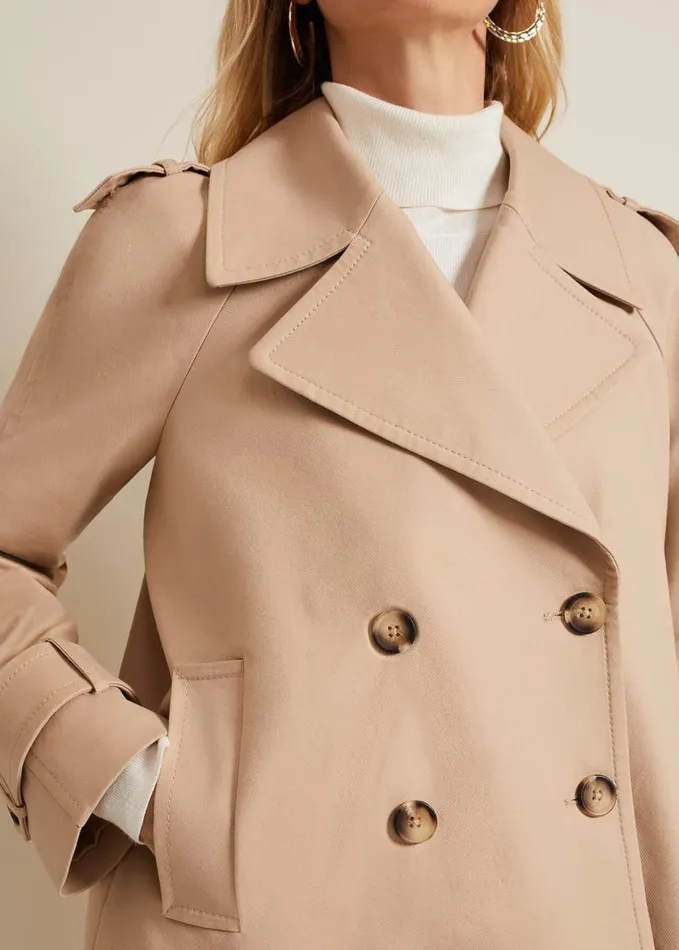 Phase Eight Lola Camel Cropped Trench Jacket Camel Women Jackets
