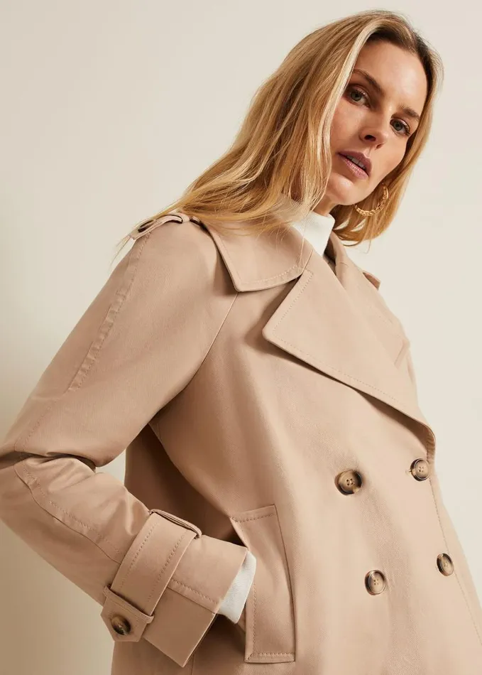 Phase Eight Lola Camel Cropped Trench Jacket Camel Women Jackets
