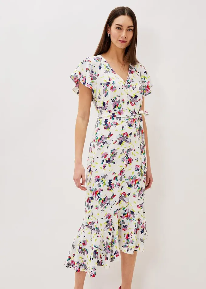 Phase Eight Lorel Floral Asymmetric Hem Dress Ivorymulti Women Dresses