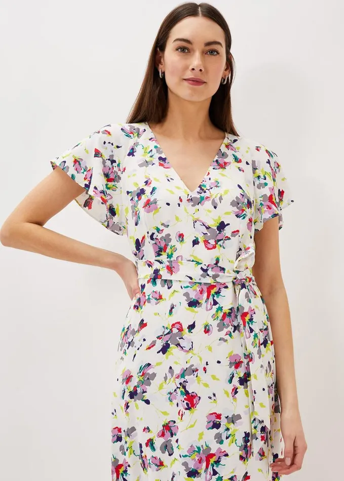 Phase Eight Lorel Floral Asymmetric Hem Dress Ivorymulti Women Dresses