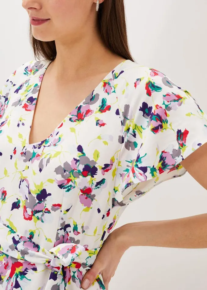 Phase Eight Lorel Floral Asymmetric Hem Dress Ivorymulti Women Dresses