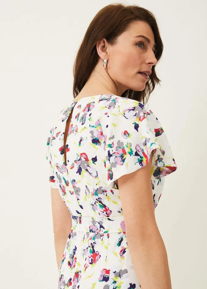 Phase Eight Lorel Floral Asymmetric Hem Dress Ivorymulti Women Dresses