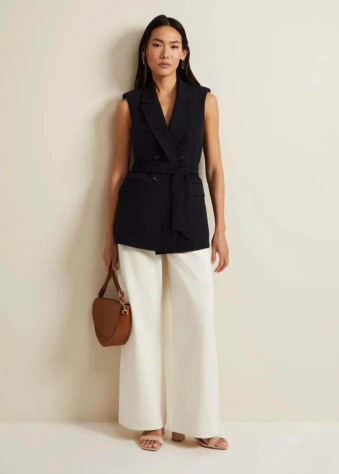 Phase Eight Lorelei Ecru Wide Leg Jean Natural Women Trousers