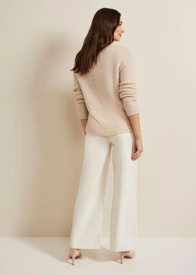 Phase Eight Lorelei Ecru Wide Leg Jean Natural Women Trousers