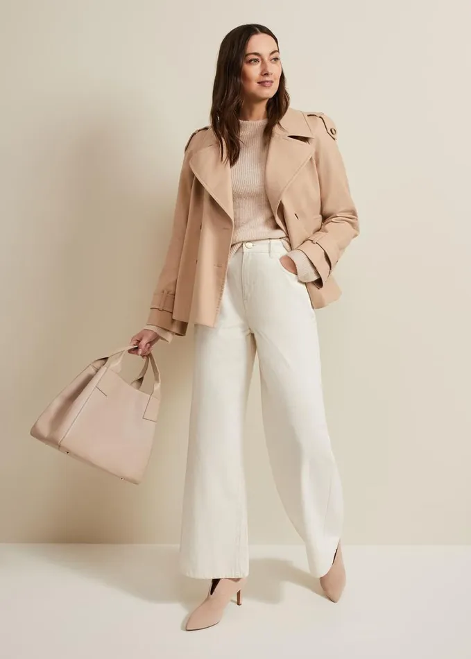 Phase Eight Lorelei Ecru Wide Leg Jean Natural Women Trousers