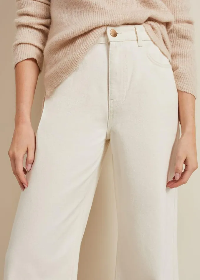 Phase Eight Lorelei Ecru Wide Leg Jean Natural Women Trousers