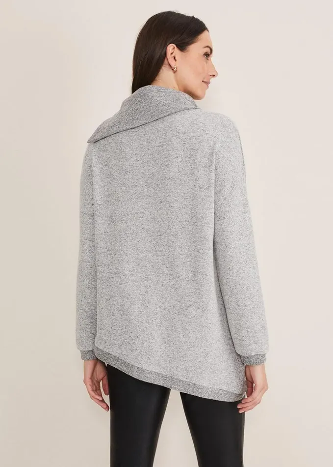Phase Eight Lorella Split Snuggle Top Grey Women Tops and TShirts