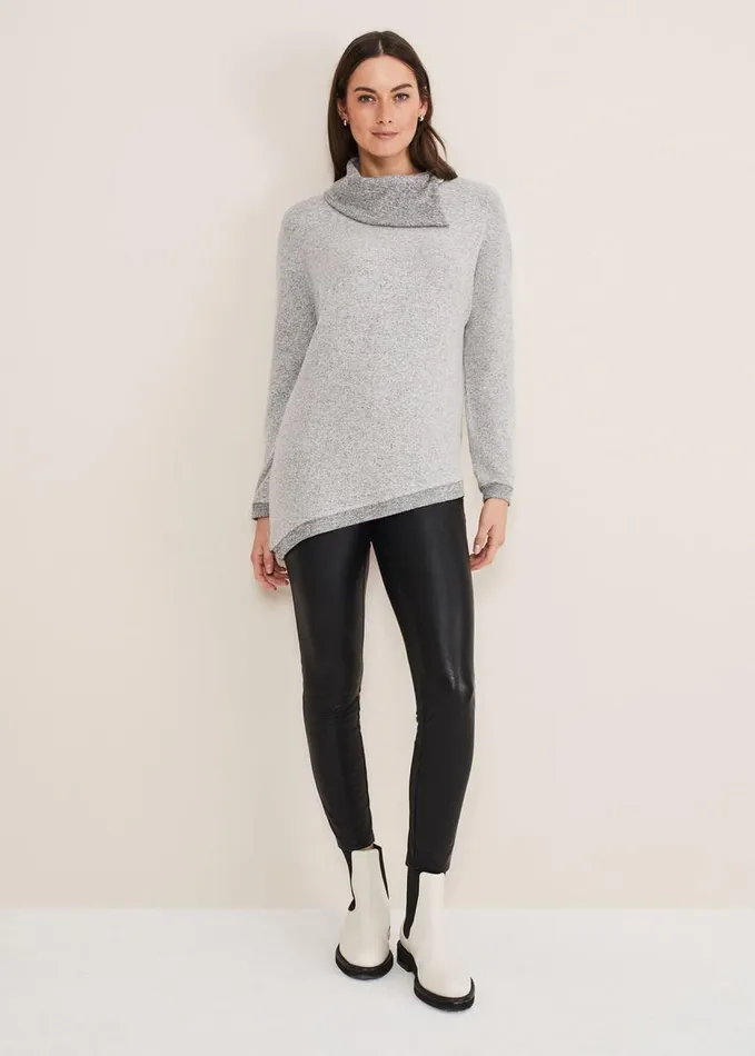 Phase Eight Lorella Split Snuggle Top Grey Women Tops and TShirts
