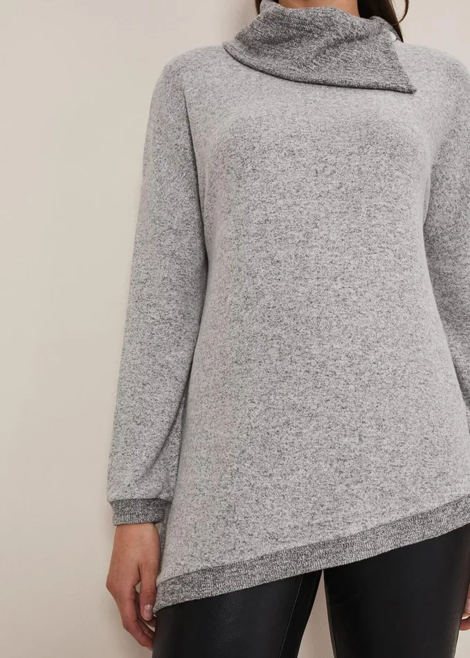 Phase Eight Lorella Split Snuggle Top Grey Women Tops and TShirts