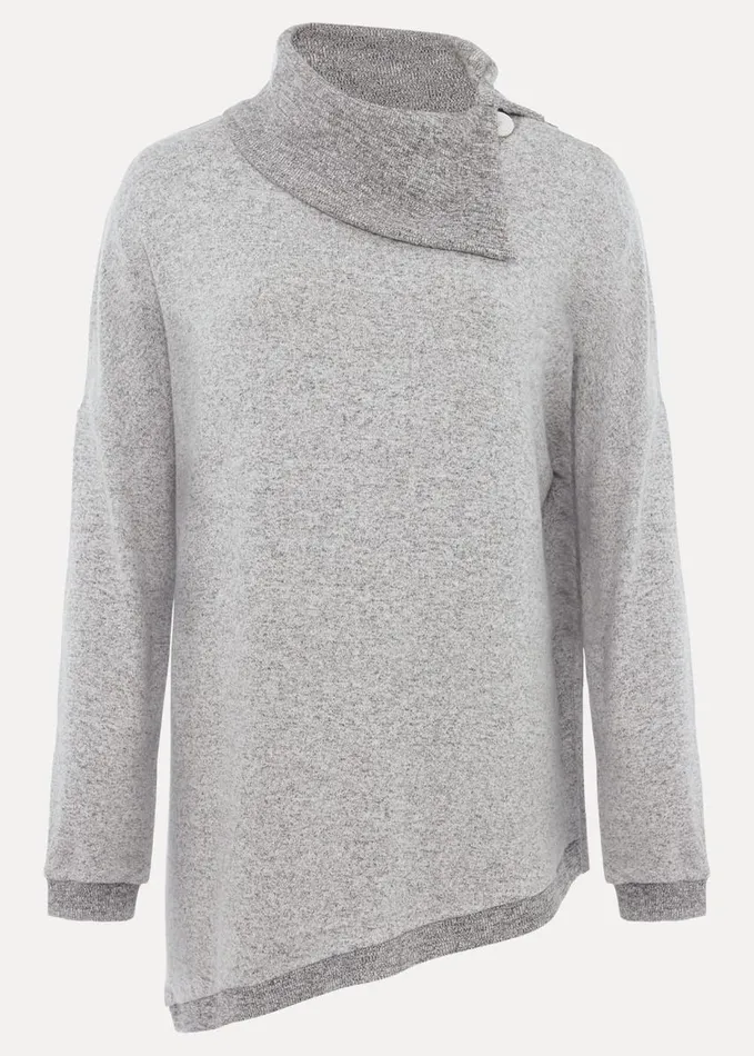 Phase Eight Lorella Split Snuggle Top Grey Women Tops and TShirts
