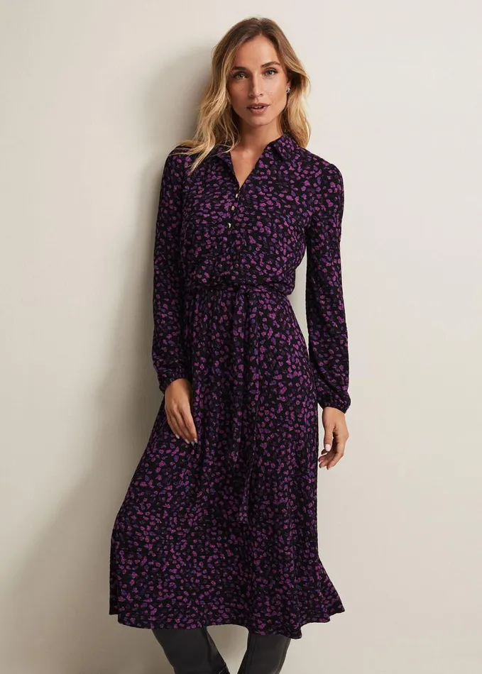 Phase Eight Loretta Floral Midi Dress Blackmulti Women Dresses