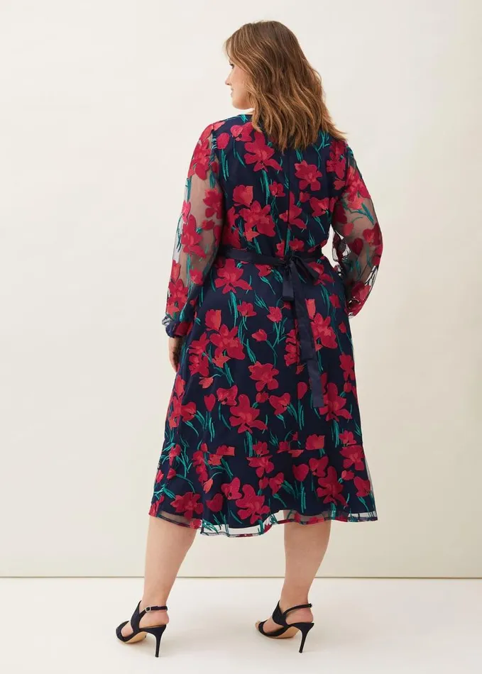 Phase Eight Lottie Embroidered Dress Navy Multi Women Dresses
