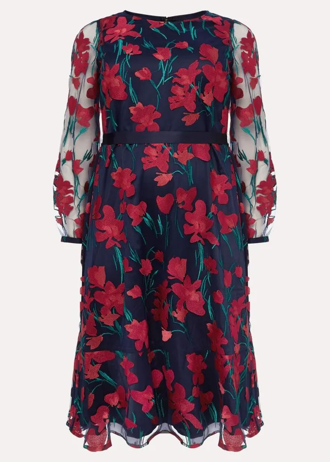 Phase Eight Lottie Embroidered Dress Navy Multi Women Dresses