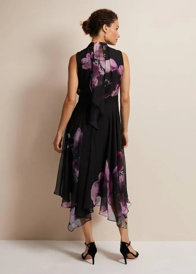 Phase Eight Lucinda Floral Chiffon Midi Dress Multicoloured Women Dresses