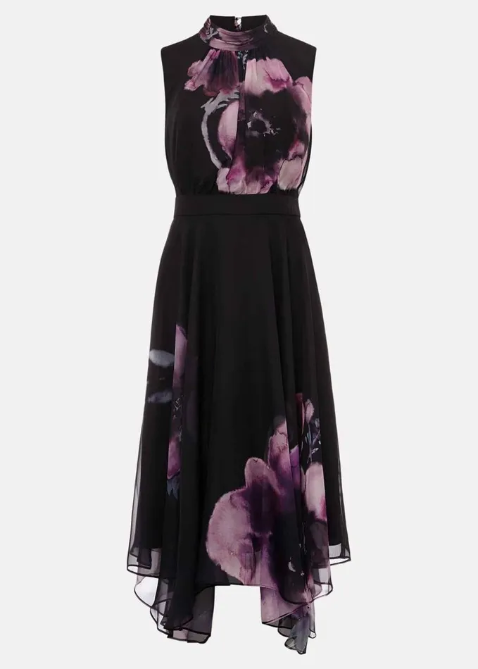 Phase Eight Lucinda Floral Chiffon Midi Dress Multicoloured Women Dresses
