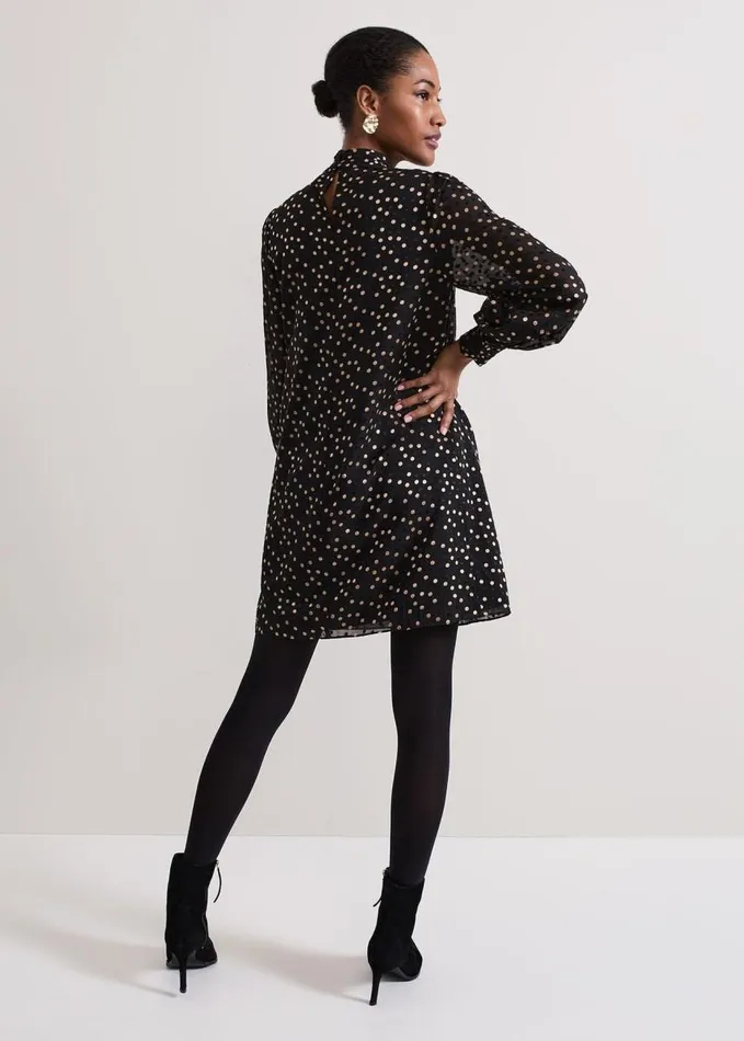 Phase Eight Mabel Black Dotty Swing Dress Black Women Dresses