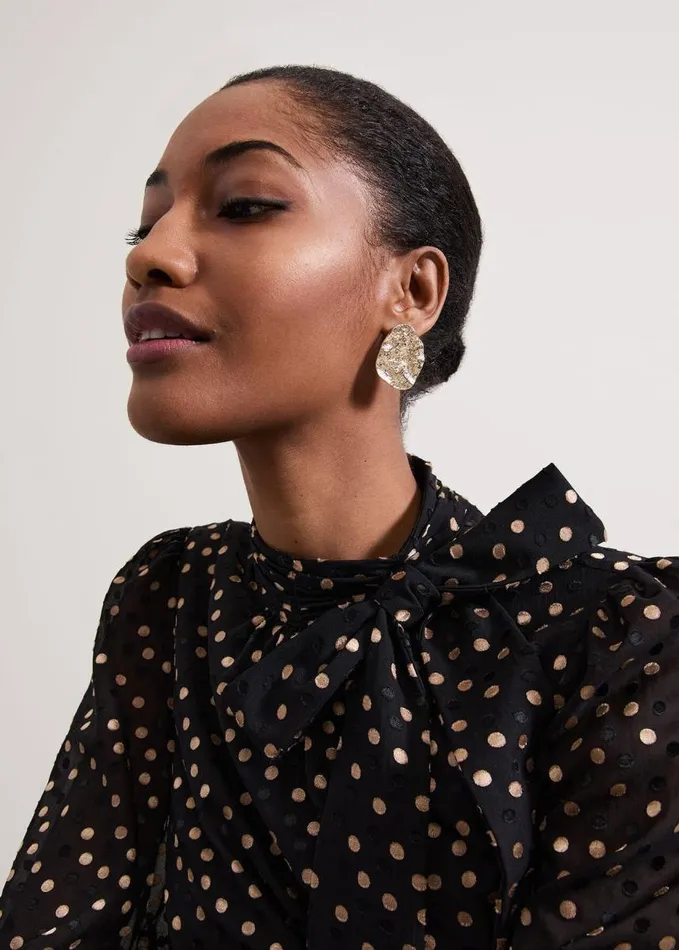 Phase Eight Mabel Black Dotty Swing Dress Black Women Dresses