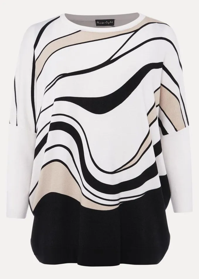Phase Eight Macie Contour Longline Print Knit Ivory Multi Women Knitwear