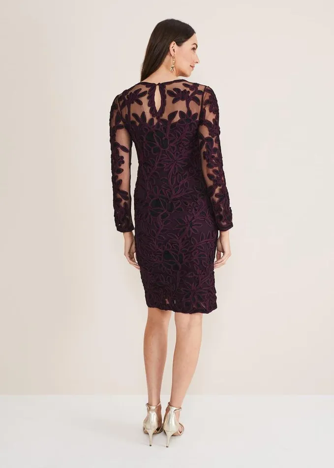 Phase Eight Madison Tapework Dress Blackplum Women Dresses
