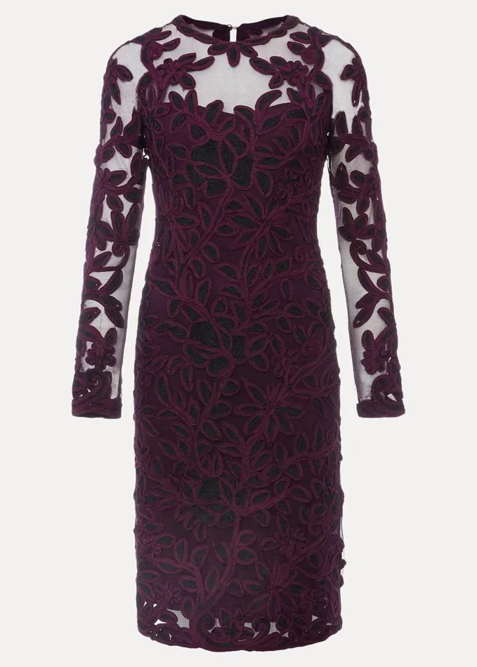 Phase Eight Madison Tapework Dress Blackplum Women Dresses