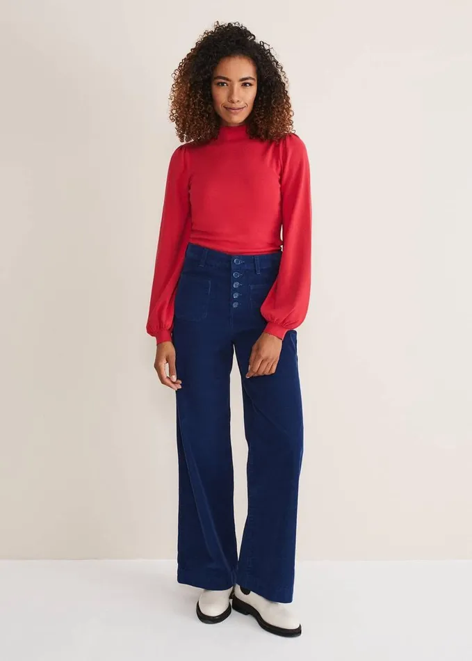 Phase Eight Magsie Corduroy Wide Leg Jeans Blue Women Trousers