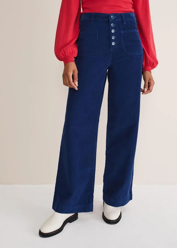 Phase Eight Magsie Corduroy Wide Leg Jeans Blue Women Trousers