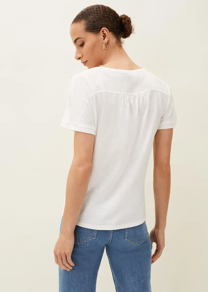 Phase Eight Maisie Button Jersey Top Ivory Women Tops and TShirts