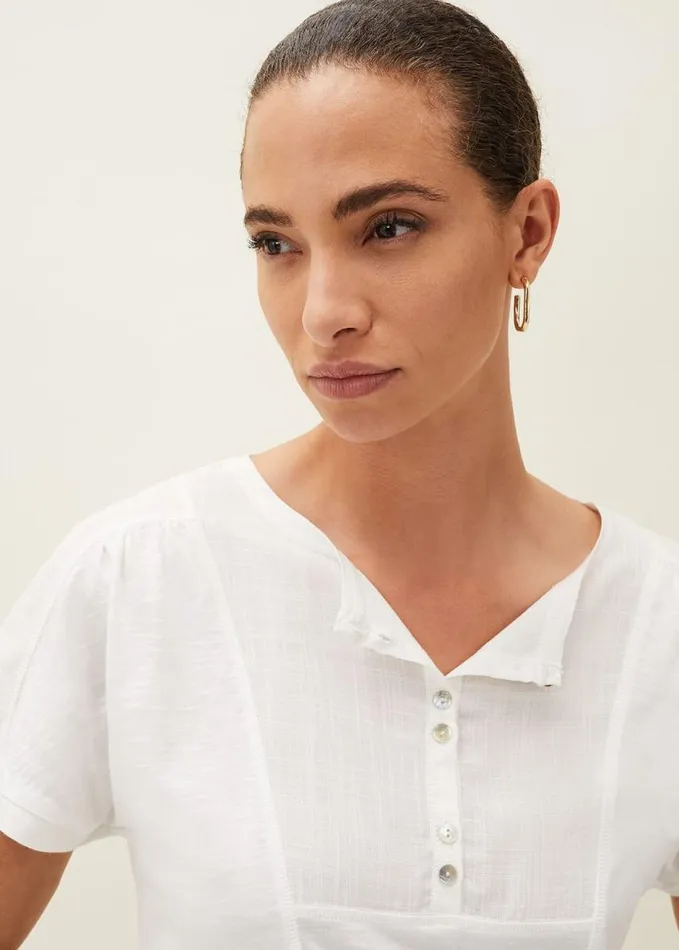 Phase Eight Maisie Button Jersey Top Ivory Women Tops and TShirts