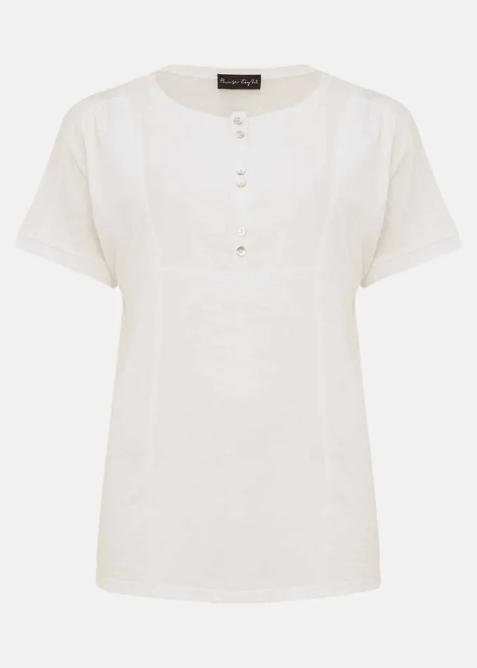 Phase Eight Maisie Button Jersey Top Ivory Women Tops and TShirts