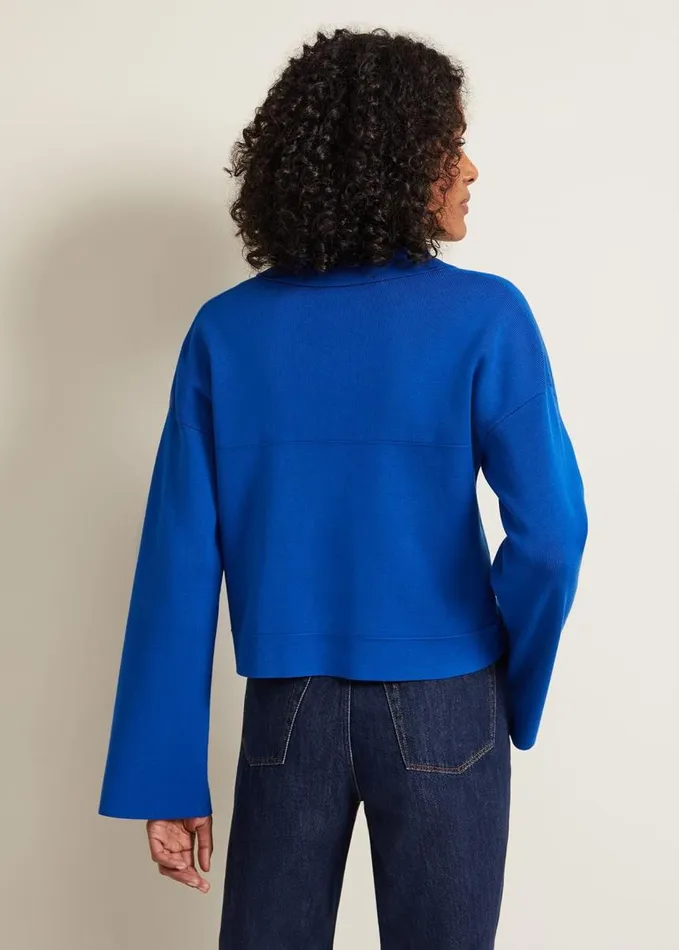 Phase Eight Maisie Zip Jacket Cobalt Women Knitwear