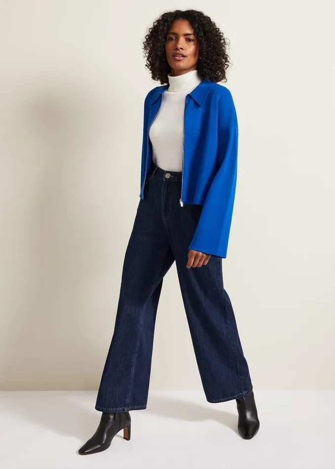 Phase Eight Maisie Zip Jacket Cobalt Women Knitwear